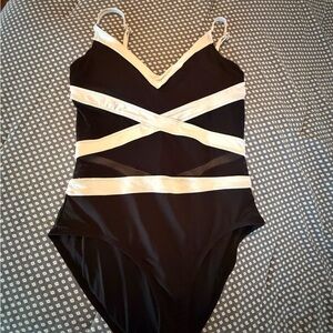 Anne Cole Black Swimsuit with White Strap Details